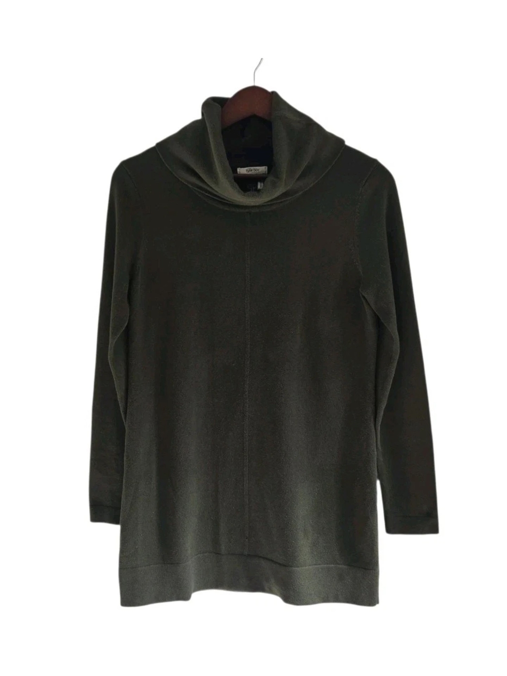 Tyler Boa Dark Navy Green Cashmere Cotton Blend owl Neck Dress L/S Womens Size S